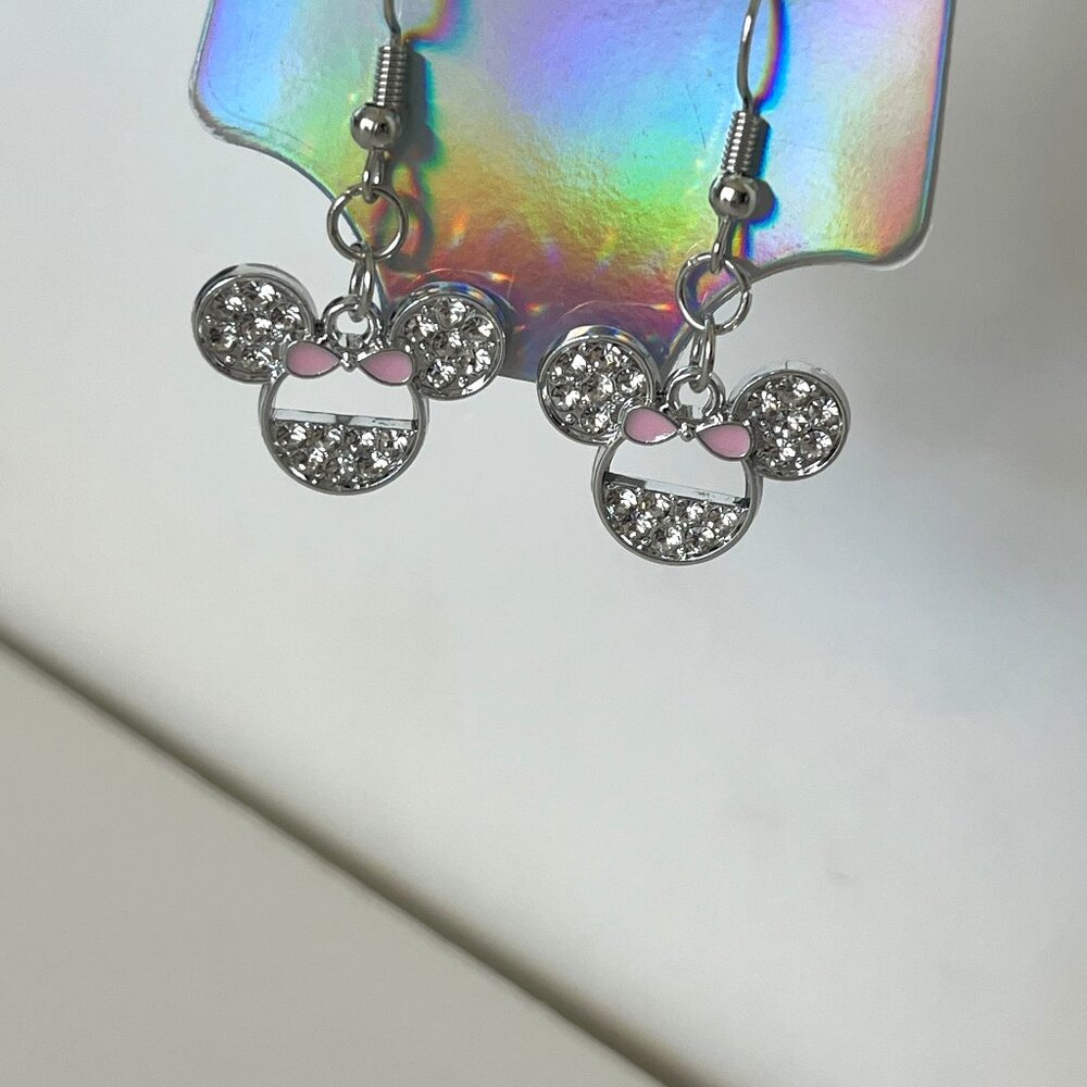 Minnie Mouse Crystal Pendant Earrings
